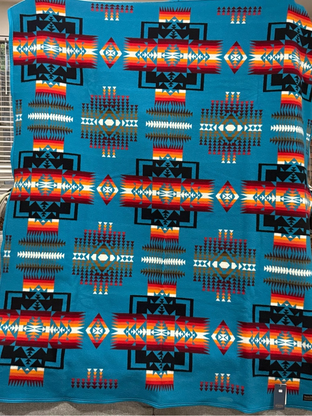 Pendleton Turquoise Southwestern Aztec Throw Blanket Chief Joseph